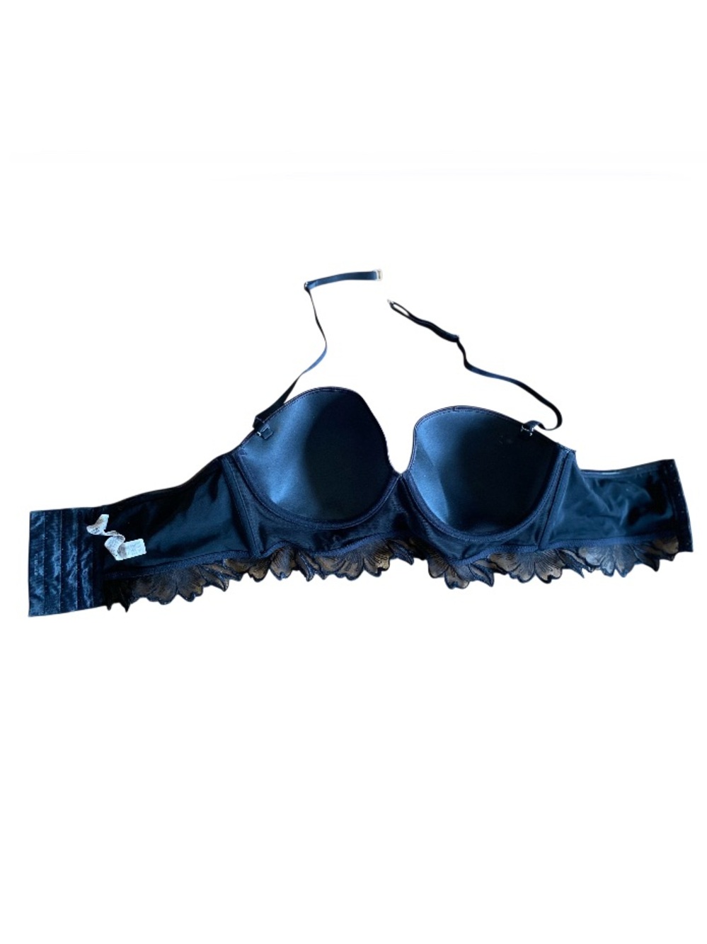 ONIVERSE European Lingerie Black Satin Longline Balconette Bra Size 36C - Picture 3 of 3